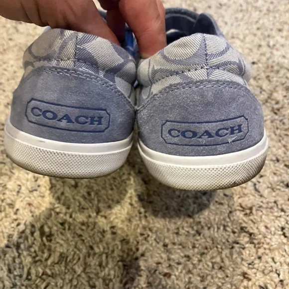 Coach Priya Signature Suede Trim Hook Loop Canvas Sneakers Shoes Lilac Size 10 - Picture 3 of 8